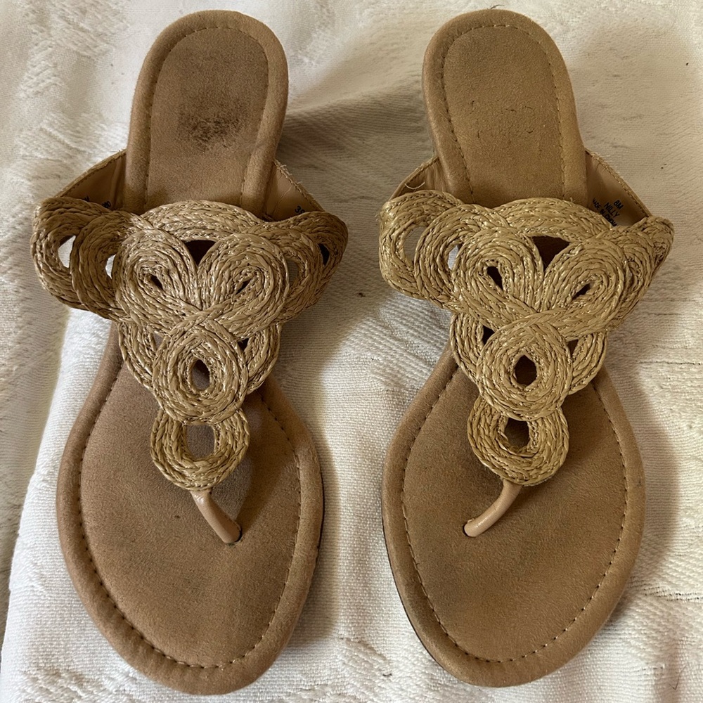 Raffia Patterned Wedge Heel Sandal